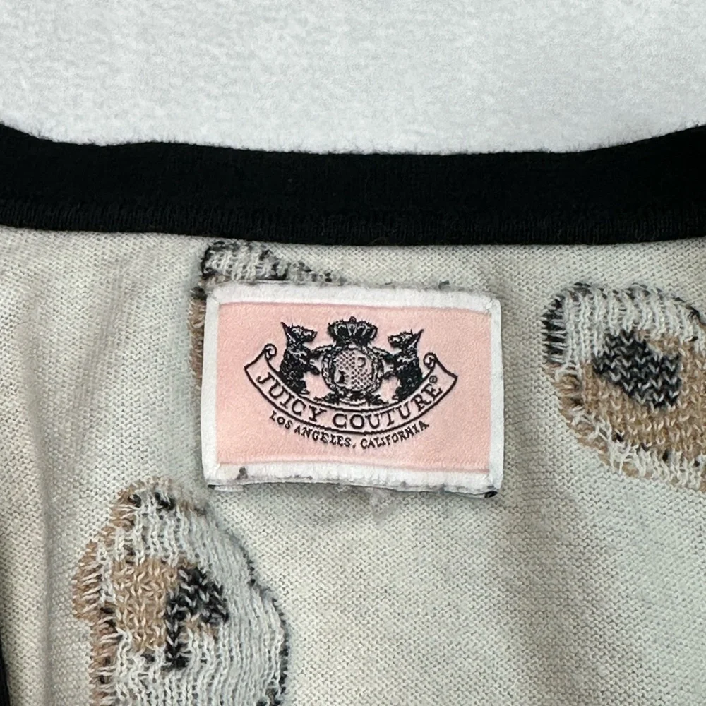 Juicy Couture Black and White Cheetah Print Zip Up Sweater‎ Girls Size S